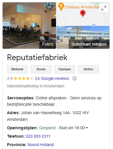 Reputatiefabriek Google Mijn Bedrijf