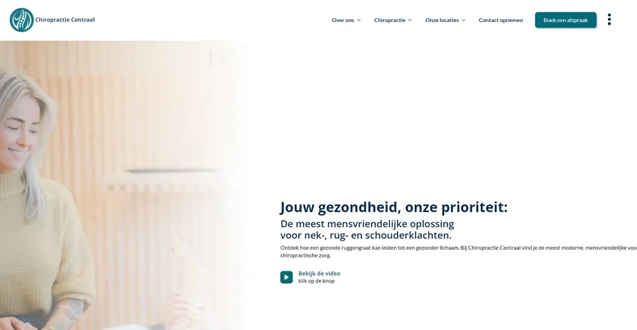 Website van Chiropractie Centraal header afbeelding