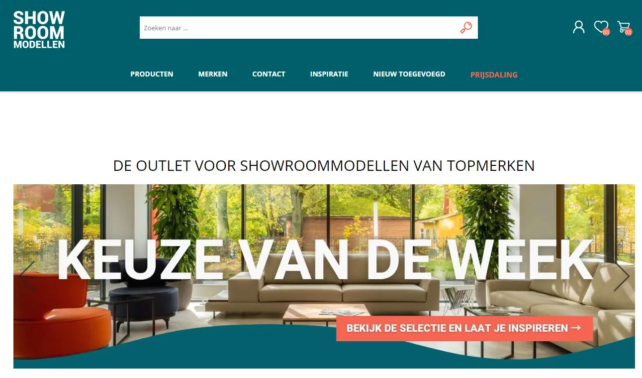 Website van showroommodellen header afbeelding